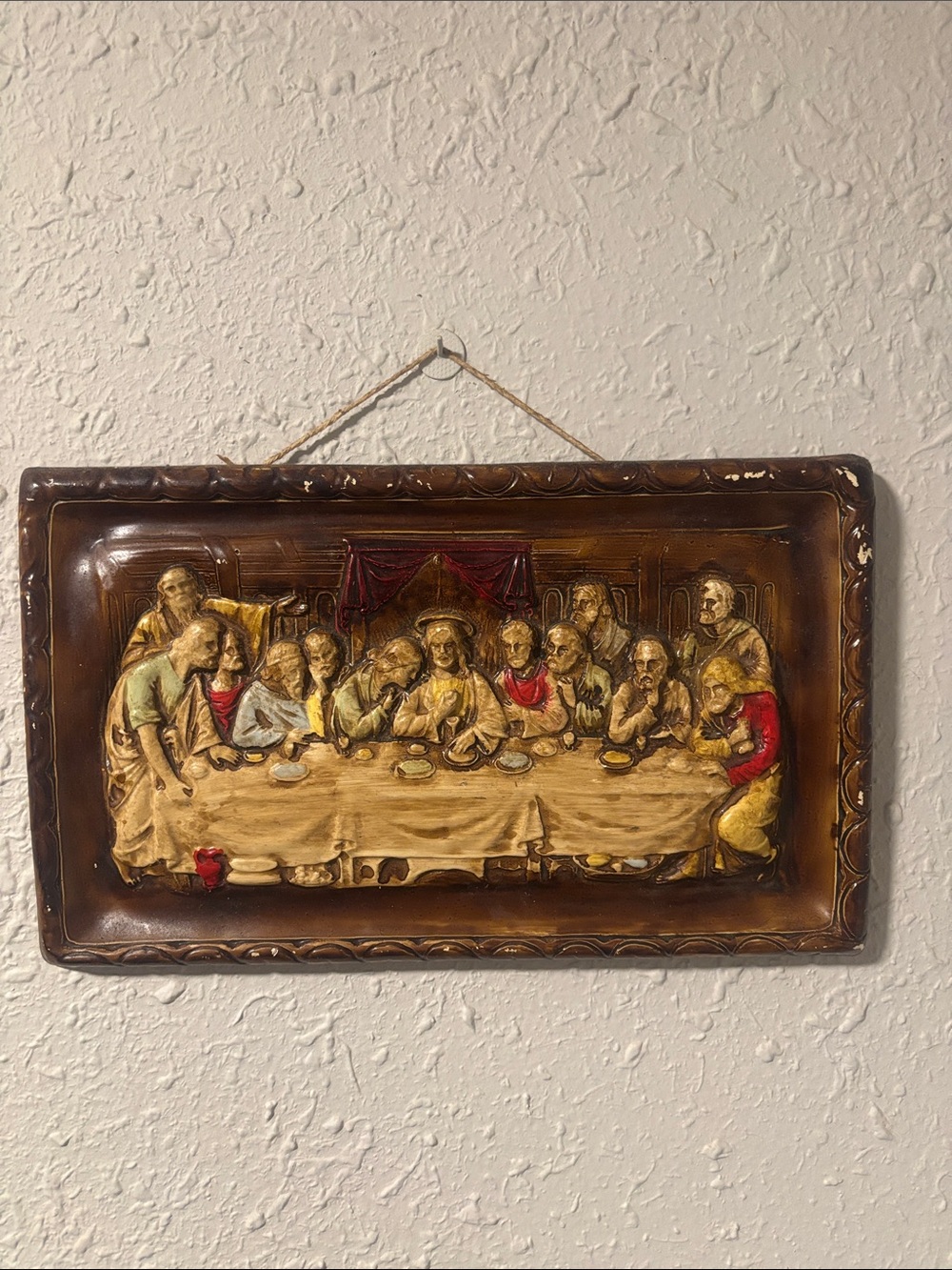 Vintage Relief Wall Plaque - The Last Supper in Brown & Gold Decor